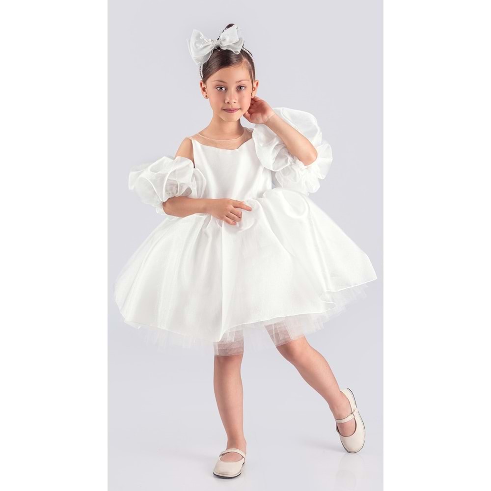 Janjan Organze Kabarık Kız Çocuk Abiye Elbise SB594