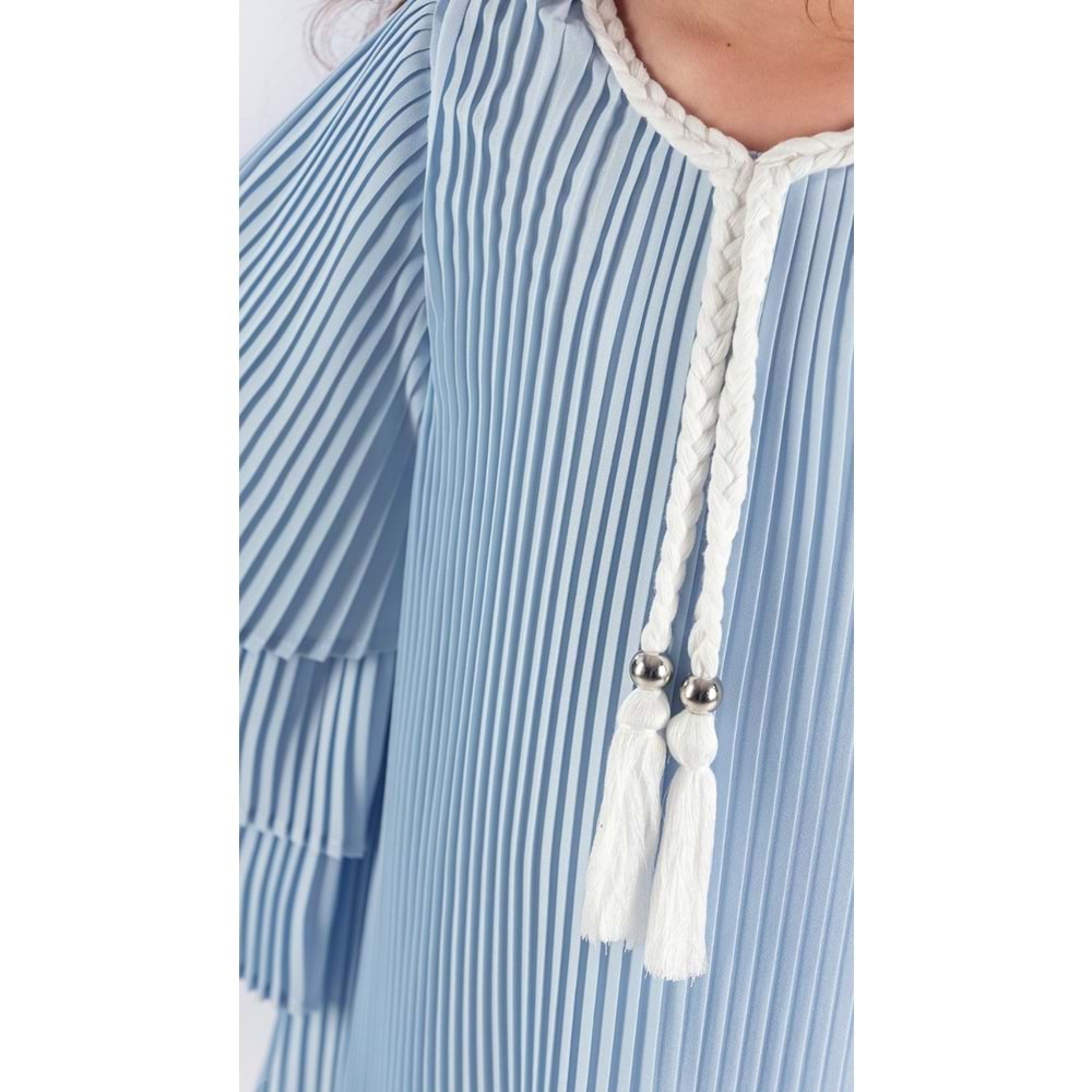 Kız Çocuk Boydan Krep Pliseli Elbise SB595