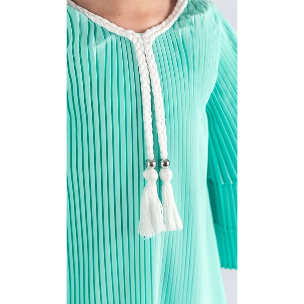 Kız Çocuk Boydan Krep Pliseli Elbise SB595