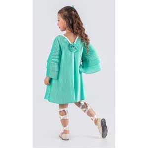 Kız Çocuk Boydan Krep Pliseli Elbise SB595