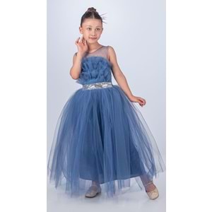 Tütü Uzun Etek Beli Payetli Kız Çocuk Elbise SB618