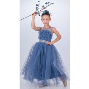 Tütü Uzun Etek Beli Payetli Kız Çocuk Elbise SB618