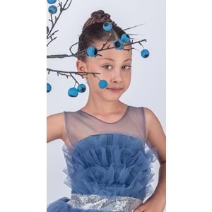 Tütü Uzun Etek Beli Payetli Kız Çocuk Elbise SB618