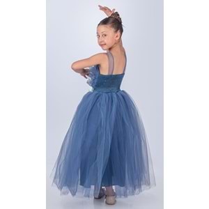 Tütü Uzun Etek Beli Payetli Kız Çocuk Elbise SB618