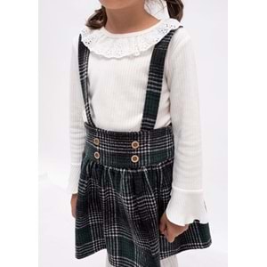 Kız Çocuk Fisto Yakalı Badili Ekose Etekli Takım SB2148