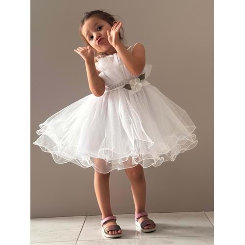 Kız Çocuk Organze Tütü Etek Aksesuarlı Elbise SB285