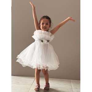 Kız Çocuk Organze Tütü Etek Aksesuarlı Elbise SB285