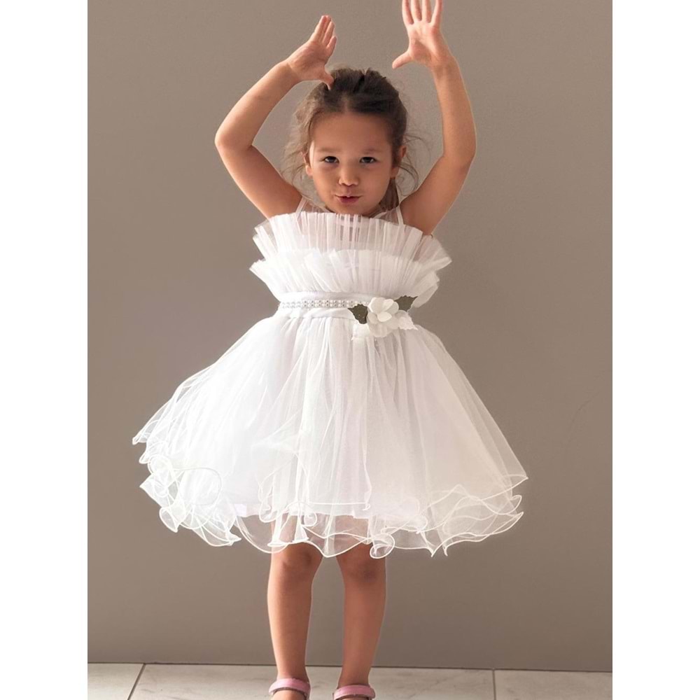 Kız Çocuk Organze Tütü Etek Aksesuarlı Elbise SB285