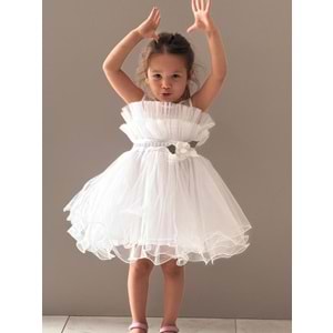 Kız Çocuk Organze Tütü Etek Aksesuarlı Elbise SB285