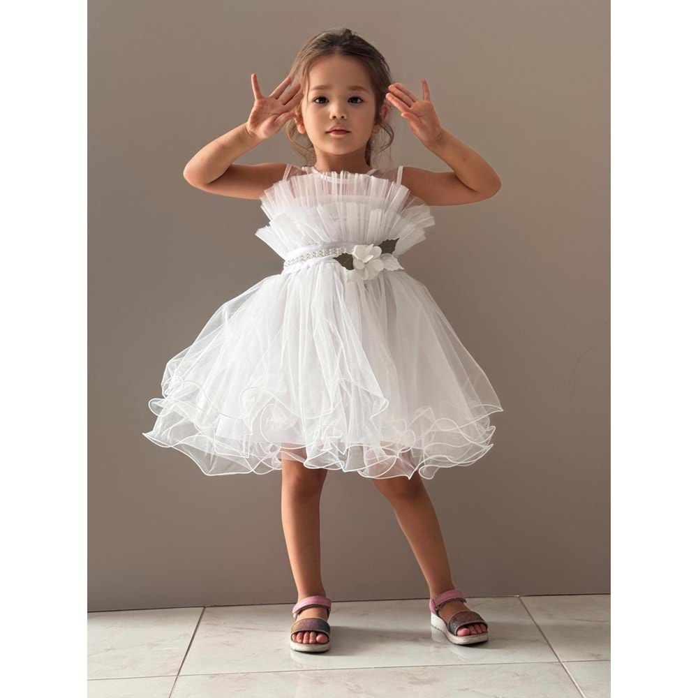 Kız Çocuk Organze Tütü Etek Aksesuarlı Elbise SB285