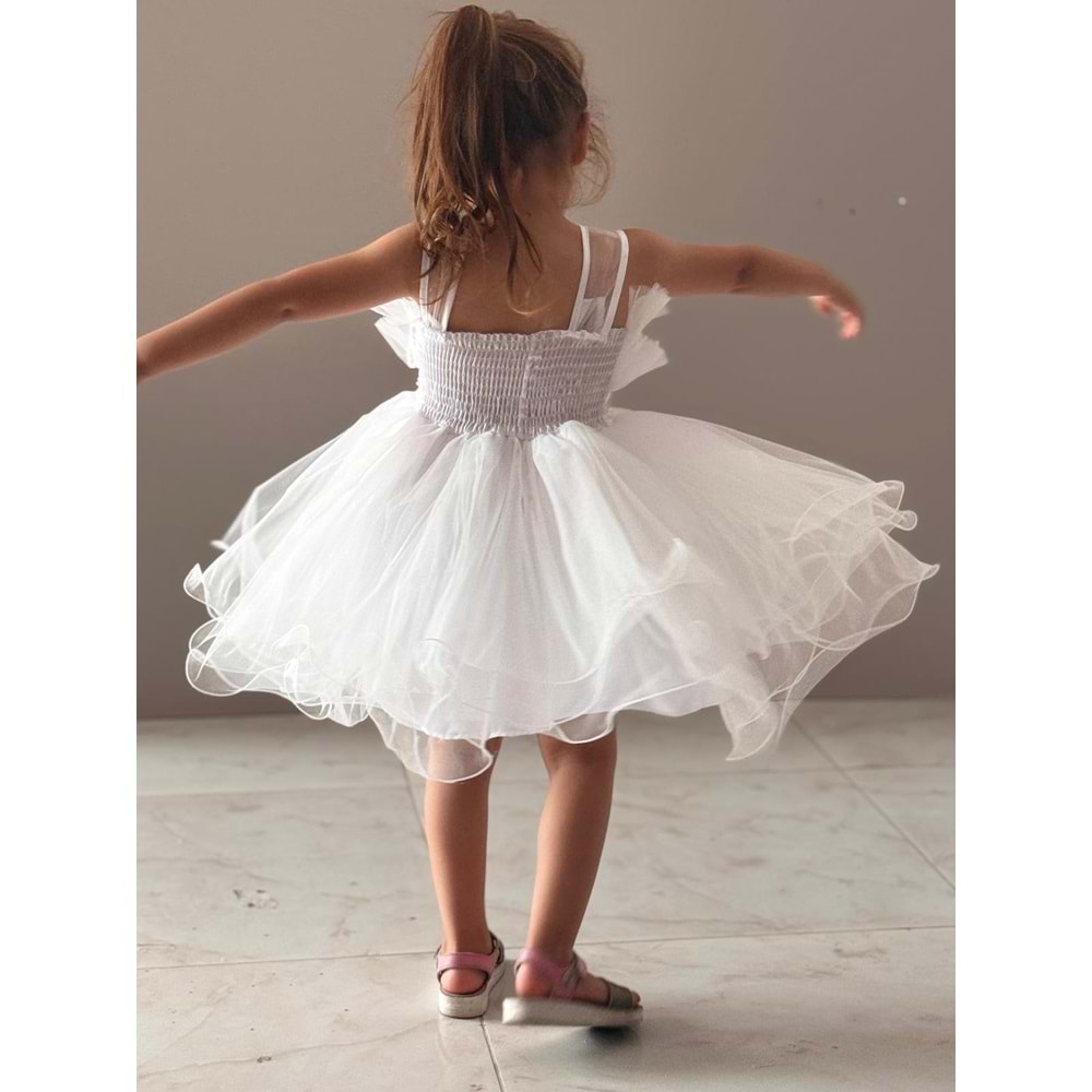 Kız Çocuk Organze Tütü Etek Aksesuarlı Elbise SB285