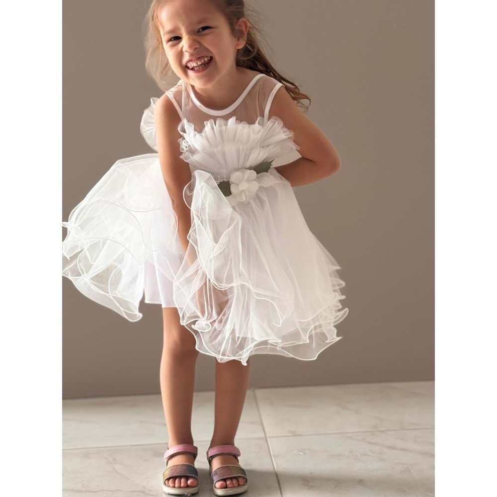 Kız Çocuk Organze Tütü Etek Aksesuarlı Elbise SB285