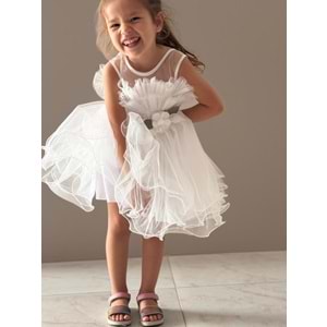 Kız Çocuk Organze Tütü Etek Aksesuarlı Elbise SB285