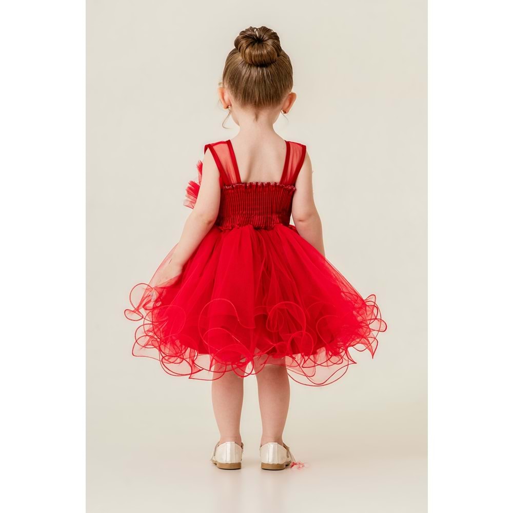 Kız Çocuk Organze Tütü Etek Aksesuarlı Elbise SB285