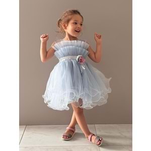 Kız Çocuk Organze Tütü Etek Aksesuarlı Elbise SB285