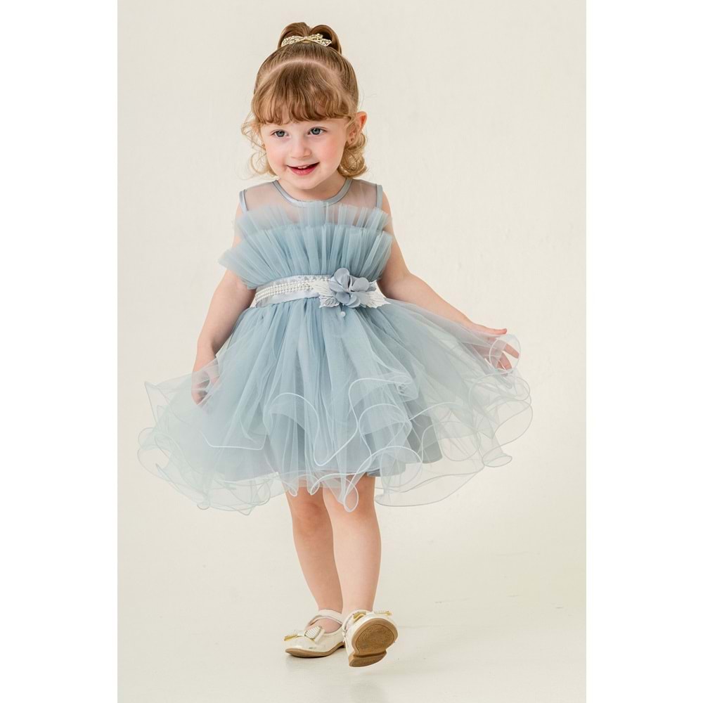 Kız Çocuk Organze Tütü Etek Aksesuarlı Elbise SB285