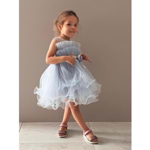 Kız Çocuk Organze Tütü Etek Aksesuarlı Elbise SB285