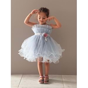 Kız Çocuk Organze Tütü Etek Aksesuarlı Elbise SB285
