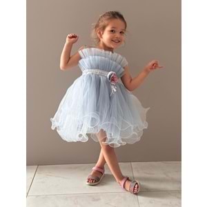 Kız Çocuk Organze Tütü Etek Aksesuarlı Elbise SB285