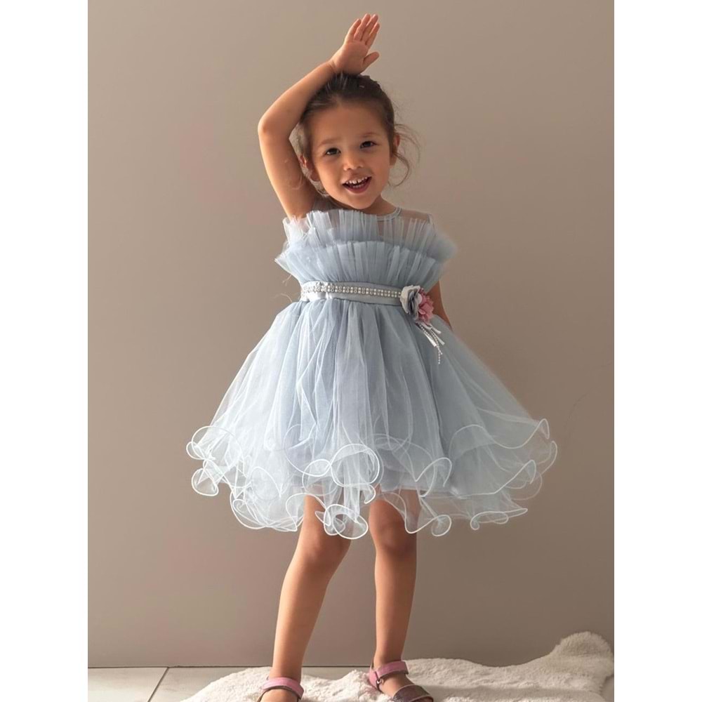 Kız Çocuk Organze Tütü Etek Aksesuarlı Elbise SB285