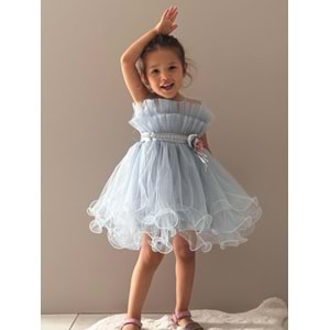 Kız Çocuk Organze Tütü Etek Aksesuarlı Elbise SB285