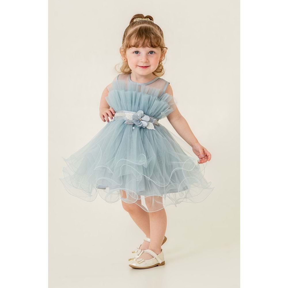 Kız Çocuk Organze Tütü Etek Aksesuarlı Elbise SB285