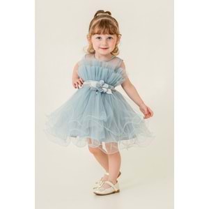 Kız Çocuk Organze Tütü Etek Aksesuarlı Elbise SB285