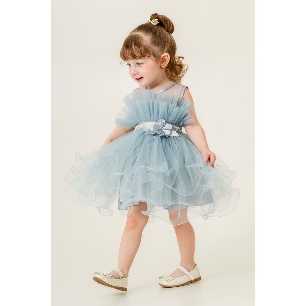 Kız Çocuk Organze Tütü Etek Aksesuarlı Elbise SB285