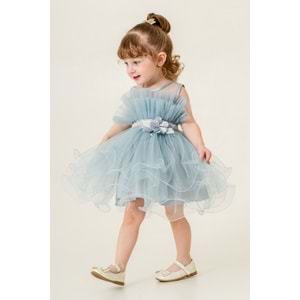 Kız Çocuk Organze Tütü Etek Aksesuarlı Elbise SB285
