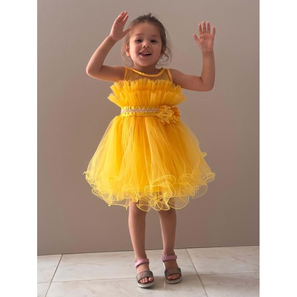 Kız Çocuk Organze Tütü Etek Aksesuarlı Elbise SB285