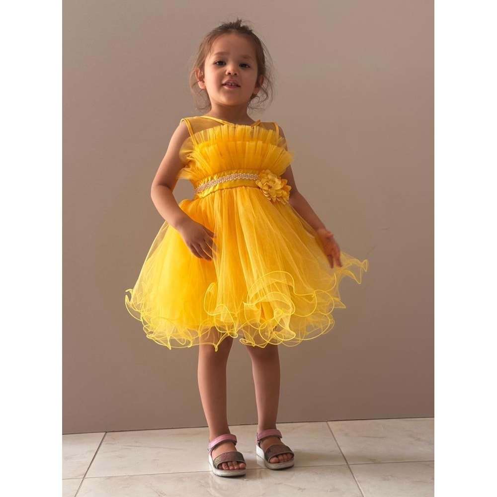 Kız Çocuk Organze Tütü Etek Aksesuarlı Elbise SB285