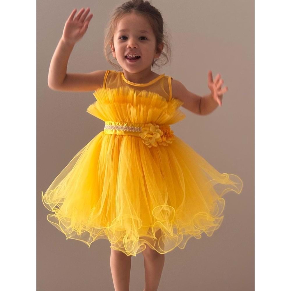 Kız Çocuk Organze Tütü Etek Aksesuarlı Elbise SB285