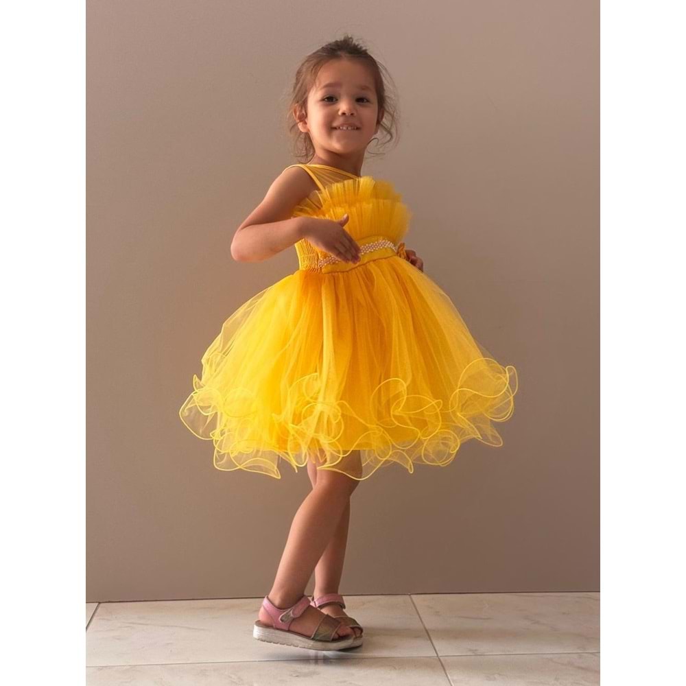 Kız Çocuk Organze Tütü Etek Aksesuarlı Elbise SB285