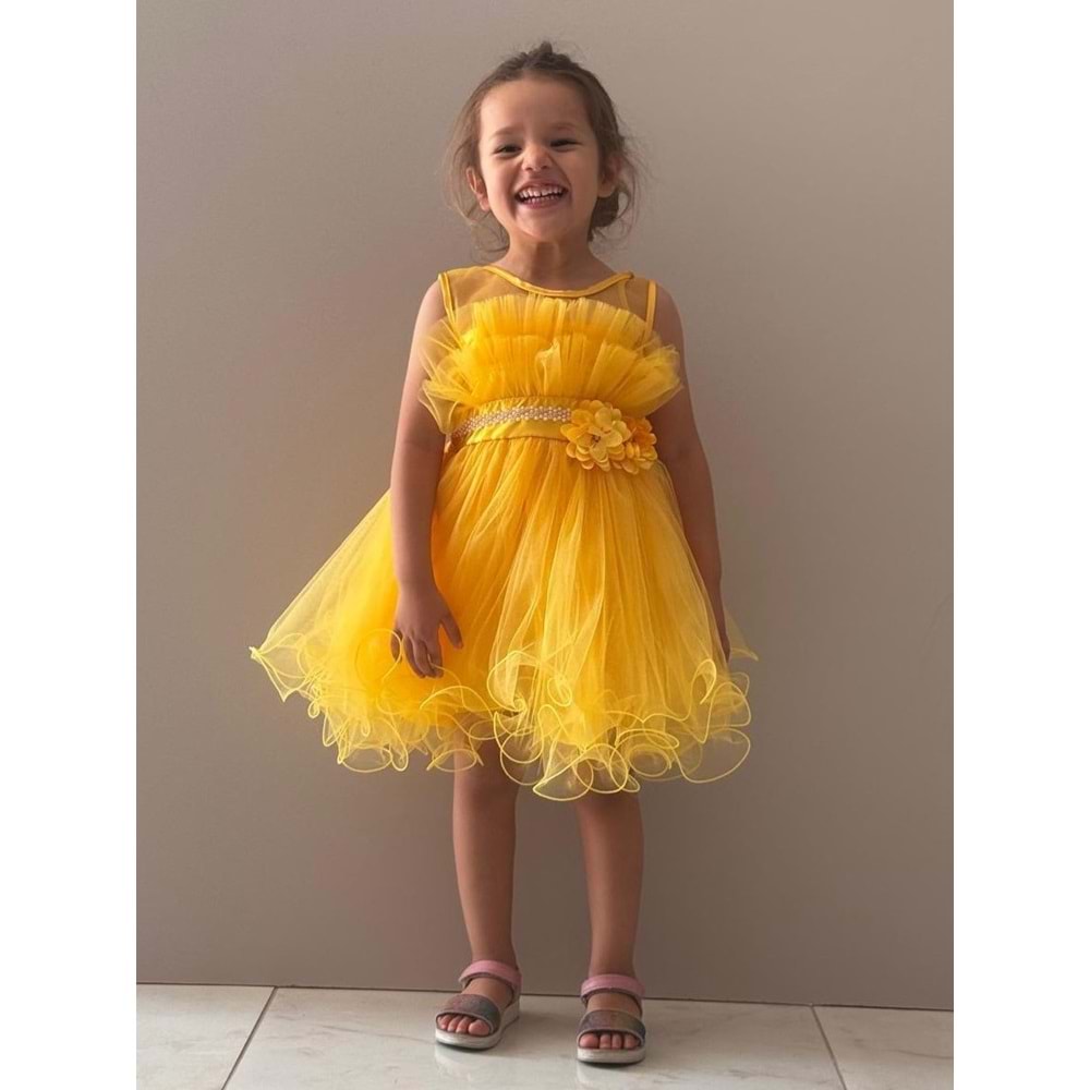 Kız Çocuk Organze Tütü Etek Aksesuarlı Elbise SB285