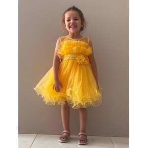 Kız Çocuk Organze Tütü Etek Aksesuarlı Elbise SB285
