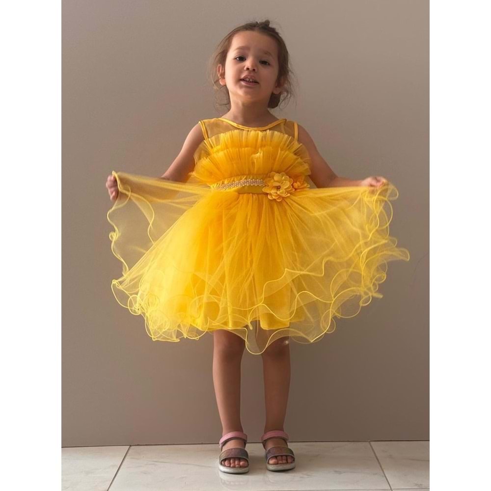 Kız Çocuk Organze Tütü Etek Aksesuarlı Elbise SB285