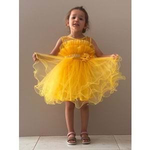 Kız Çocuk Organze Tütü Etek Aksesuarlı Elbise SB285