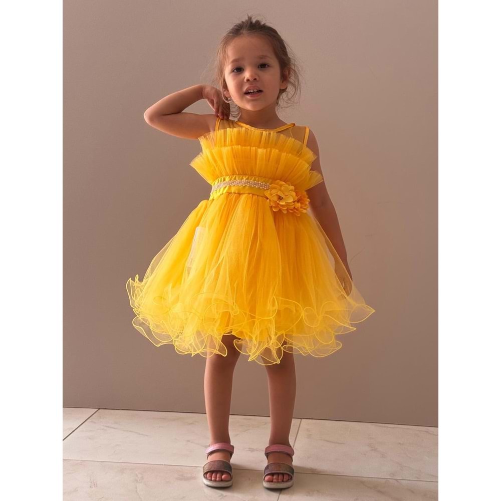 Kız Çocuk Organze Tütü Etek Aksesuarlı Elbise SB285