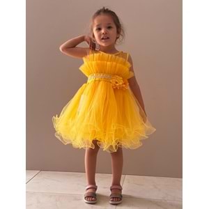 Kız Çocuk Organze Tütü Etek Aksesuarlı Elbise SB285
