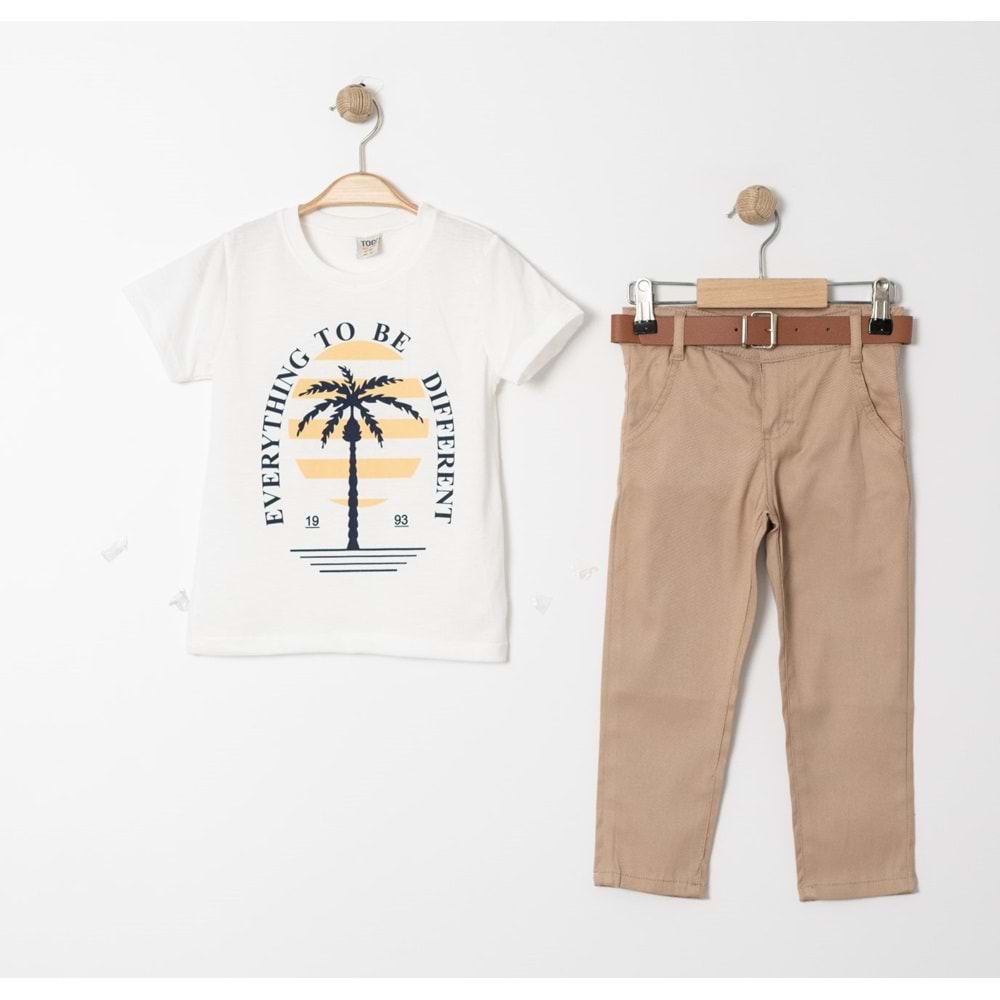 Thsirts, Gömlek Ve Kemerli Pantolon 3lü Erkek Çocuk Takım SB4136