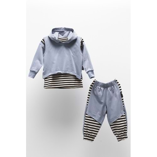 Erkek Çocuk 2iplik Tarz Kapüşonlu Eşofman Takım SB51063