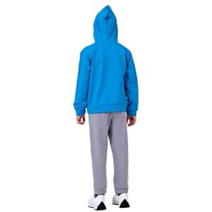 Erkek Çocuk Nakışlı Kanguru Cepli Kapuşonlu Sweatshirt Eşofman Takımı