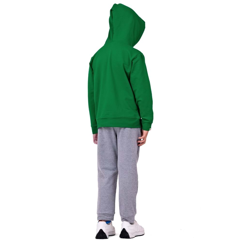 Erkek Çocuk Nakışlı Kanguru Cepli Kapuşonlu Sweatshirt Eşofman Takımı
