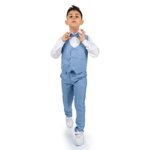 Erkek Çocuk Yelek , Pantolon, Gömlek, Papyon Ve Zincirli Smokin Takım Elbise SYM0272